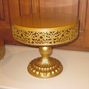 Gold Tone Raised Cake Stand Metal